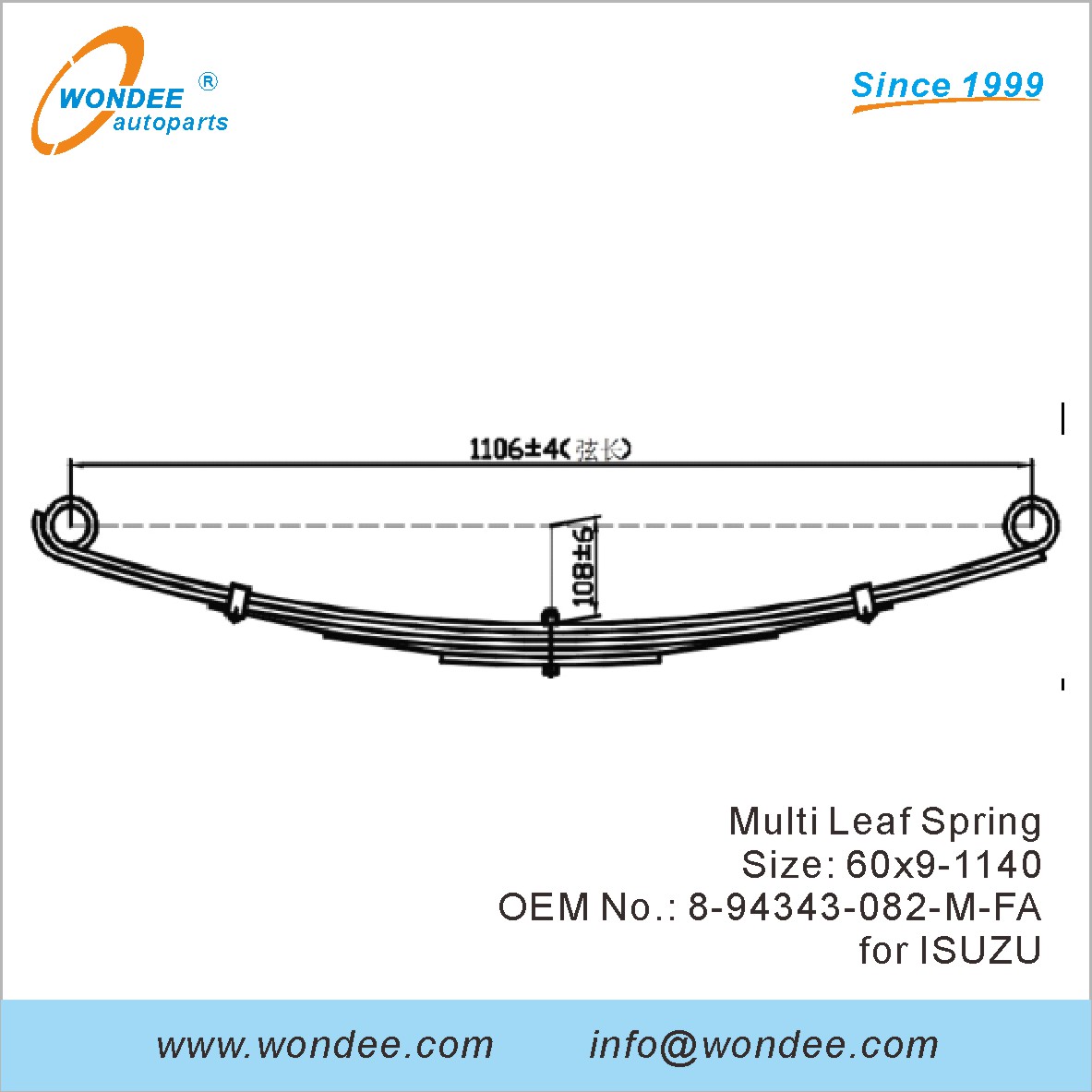 Wondee Light Duty Truck Leaf Spring OEM 8-94343-082-M-FA для Isuzu