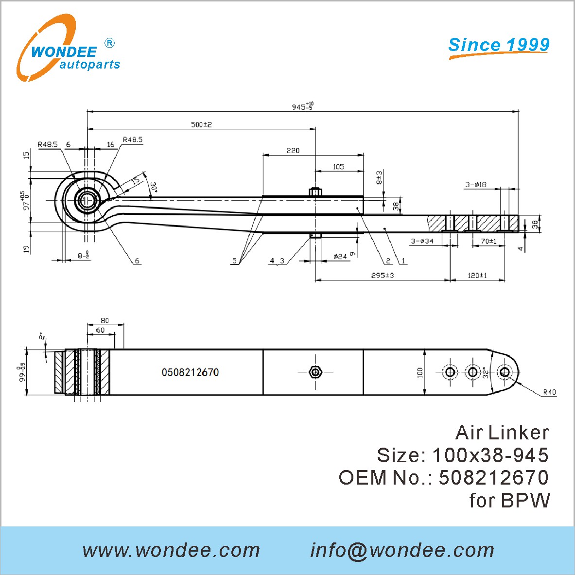 Wondee Autoparts Air Linker OEM 508212670 для BPW