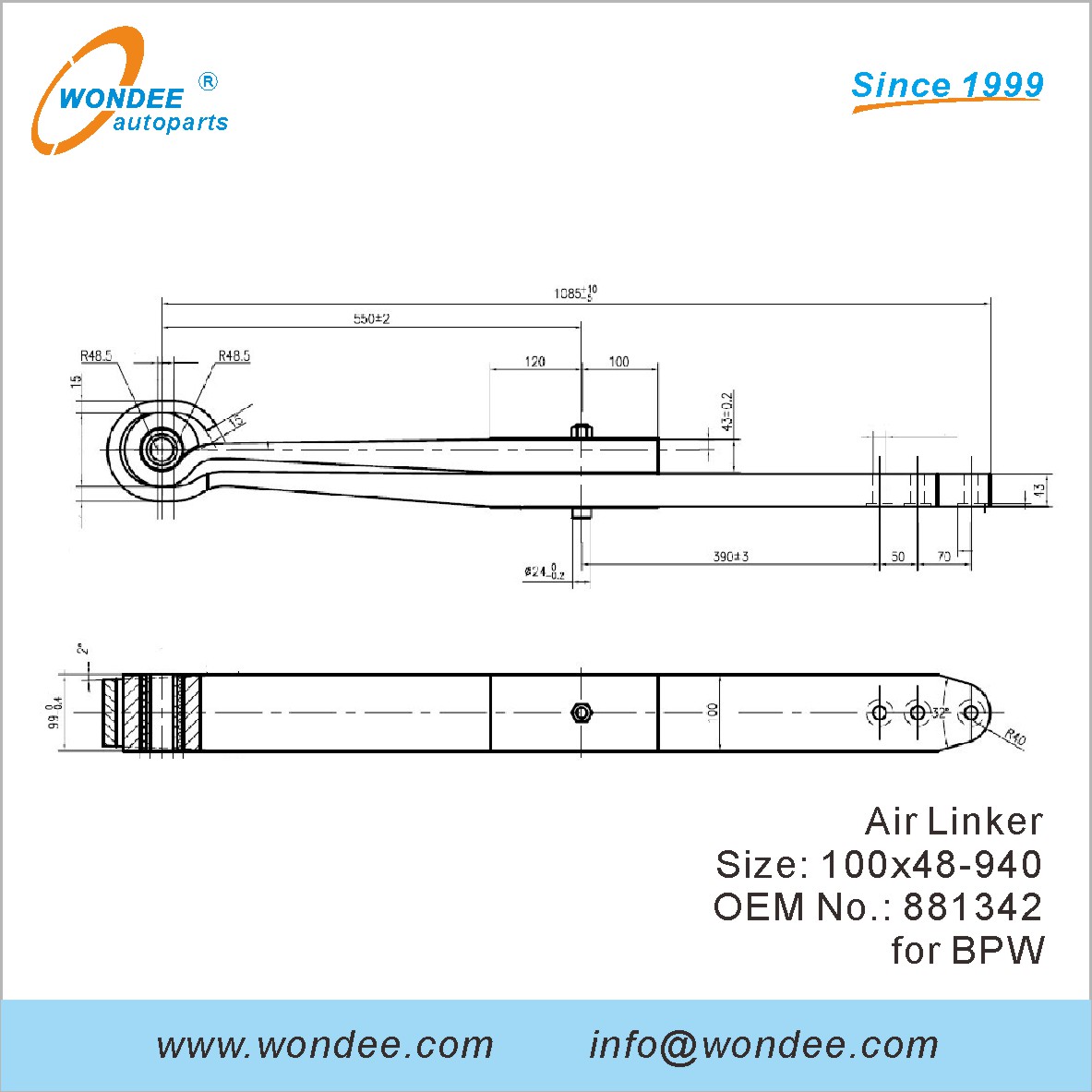 Wondee Autoparts Air Linker OEM 881342 для BPW