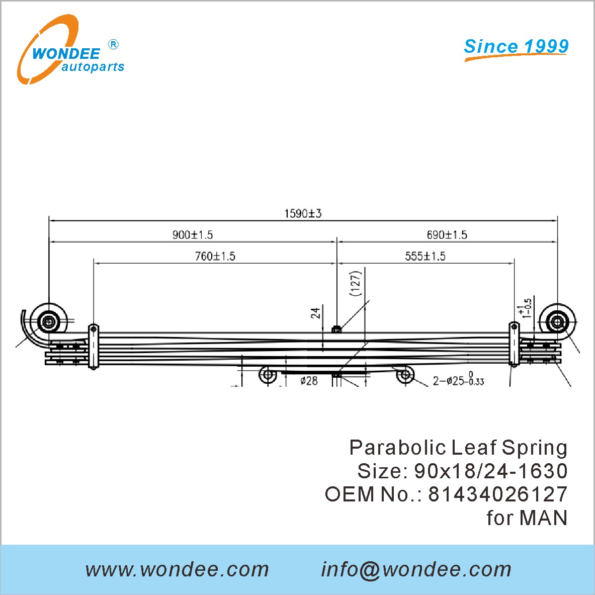 Wondee Heaby Duty Parabolic Leaf Spring OEM 81434026127 для человека