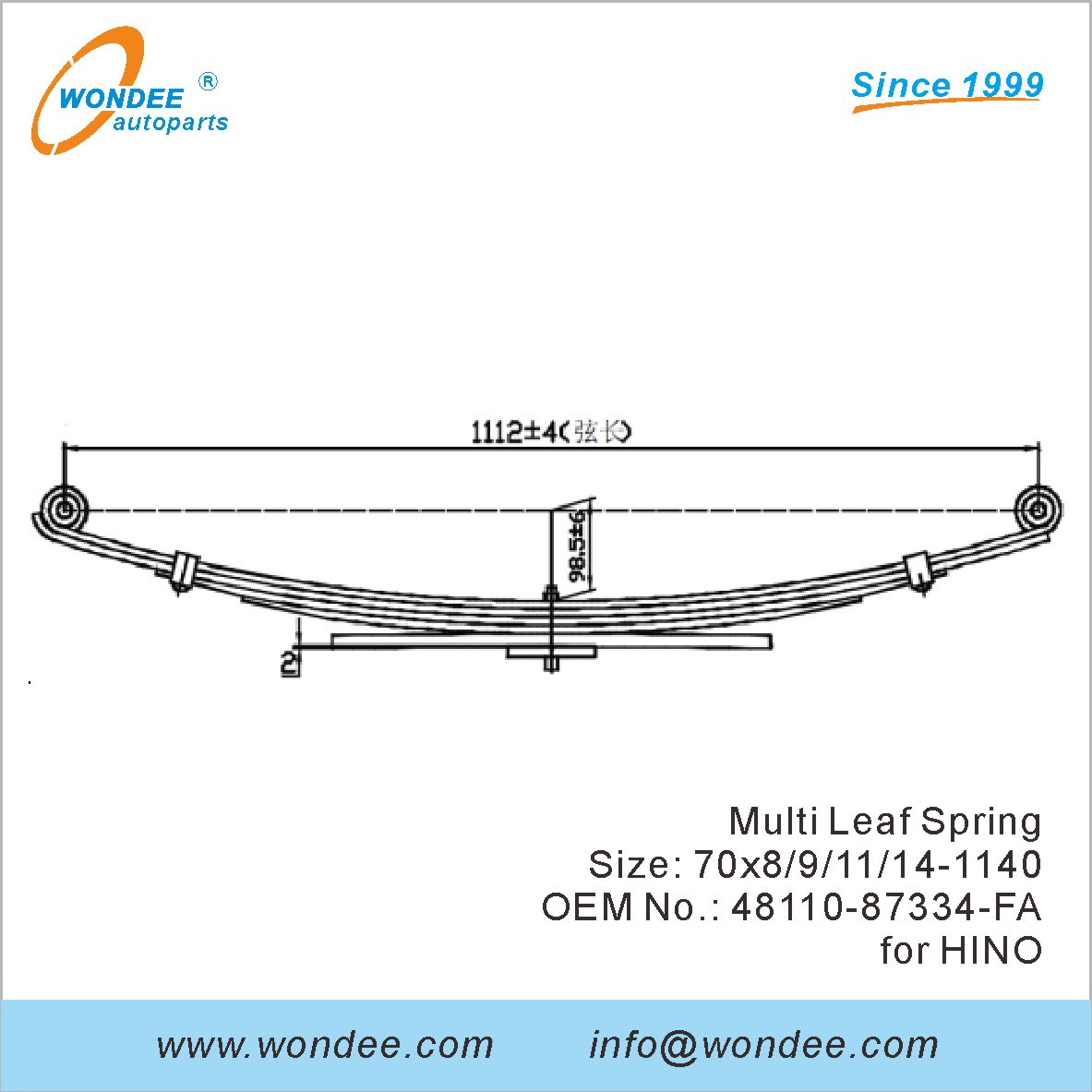 Wondee Light Duty Truck Leaf Spring OEM 48110-873334-FA для Hino