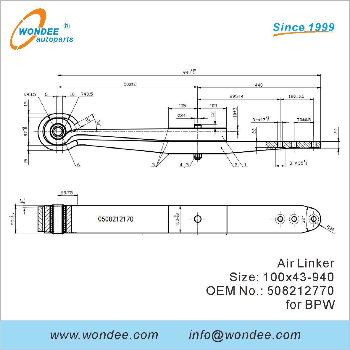 Wondee Autoparts Air Linker OEM 508212770 для BPW