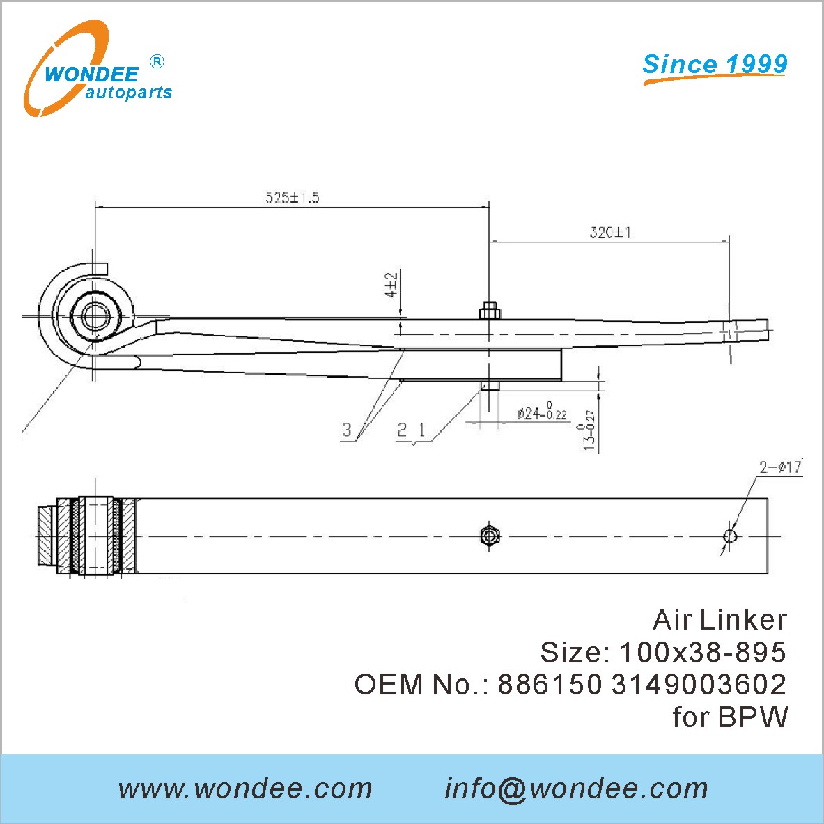 Wondee Autoparts Air Linker OEM 886150 3149003602 для BPW