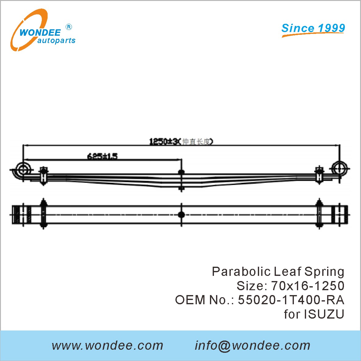 Wondee Light Duty Parabolic Leaf Spring OEM 55020-1T400-RA для Isuzu