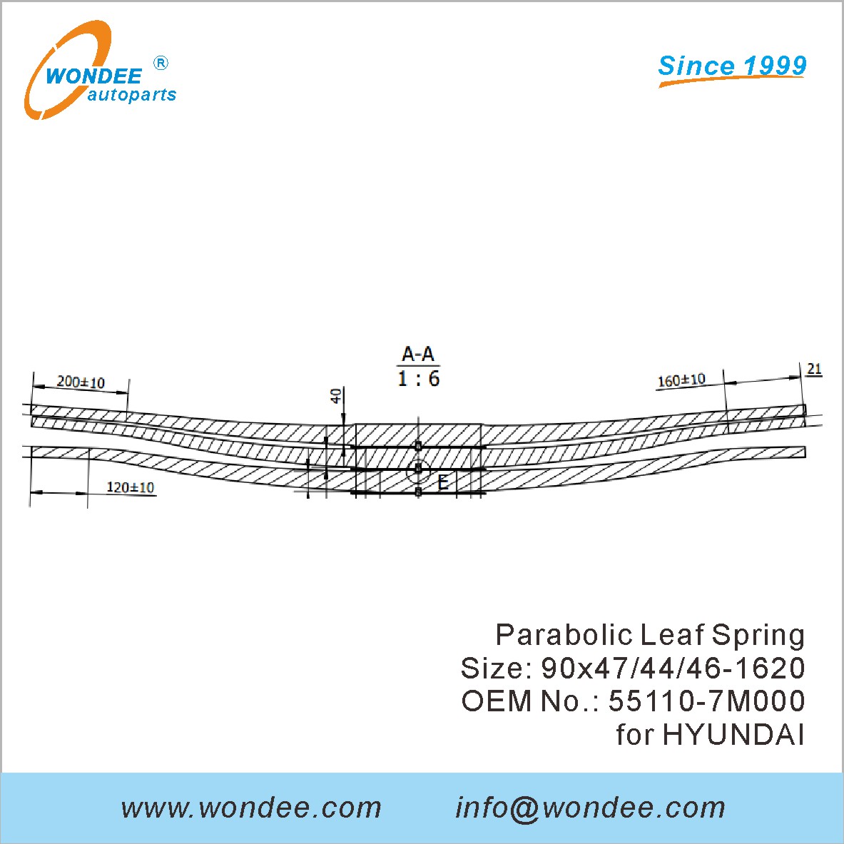 Wondee Heaby Duty Parabolic Leaf Spring OEM 55110-7M000 для Hyundai