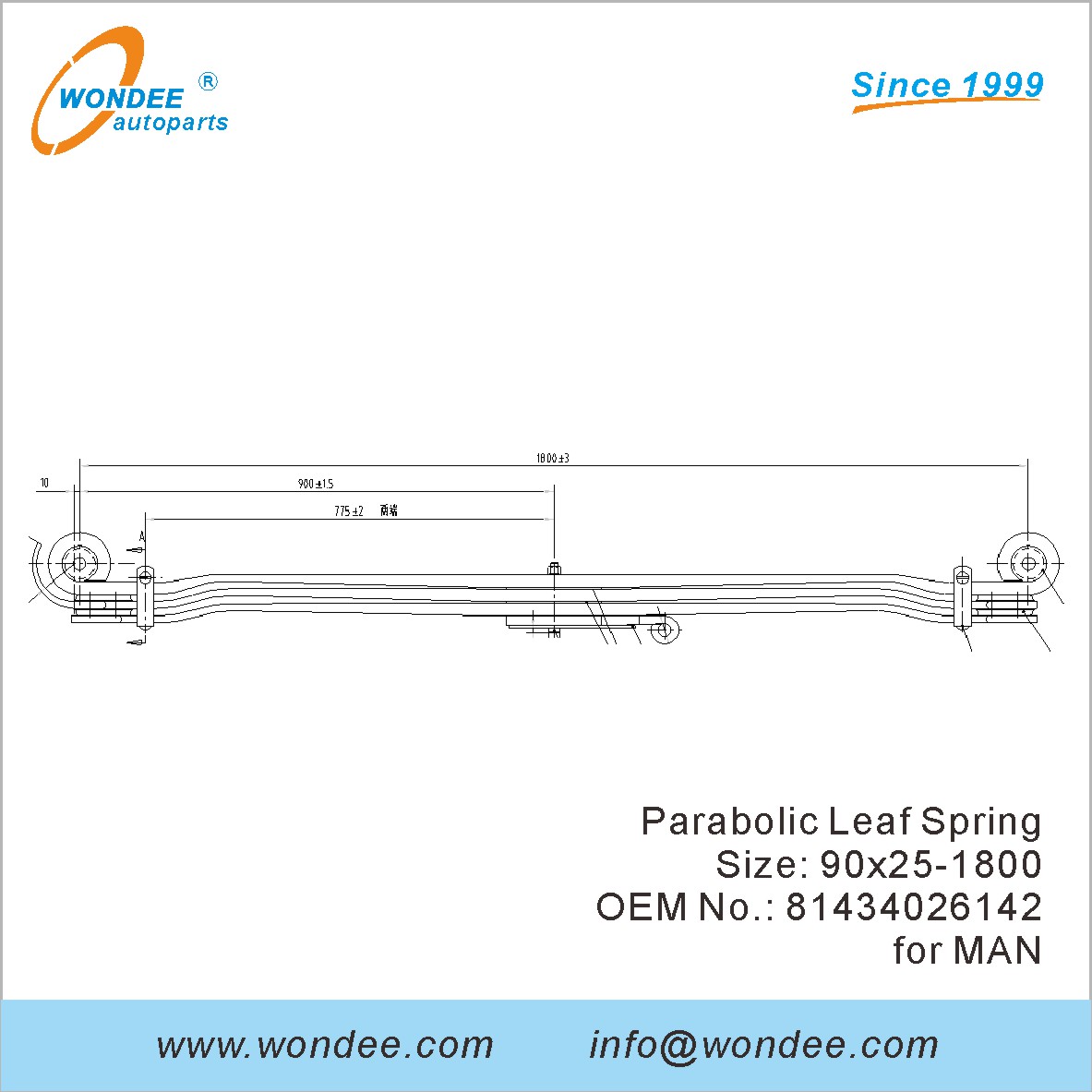 Wondee Heaby Duty Parabolic Leaf Spring OEM 81434026142 для человека