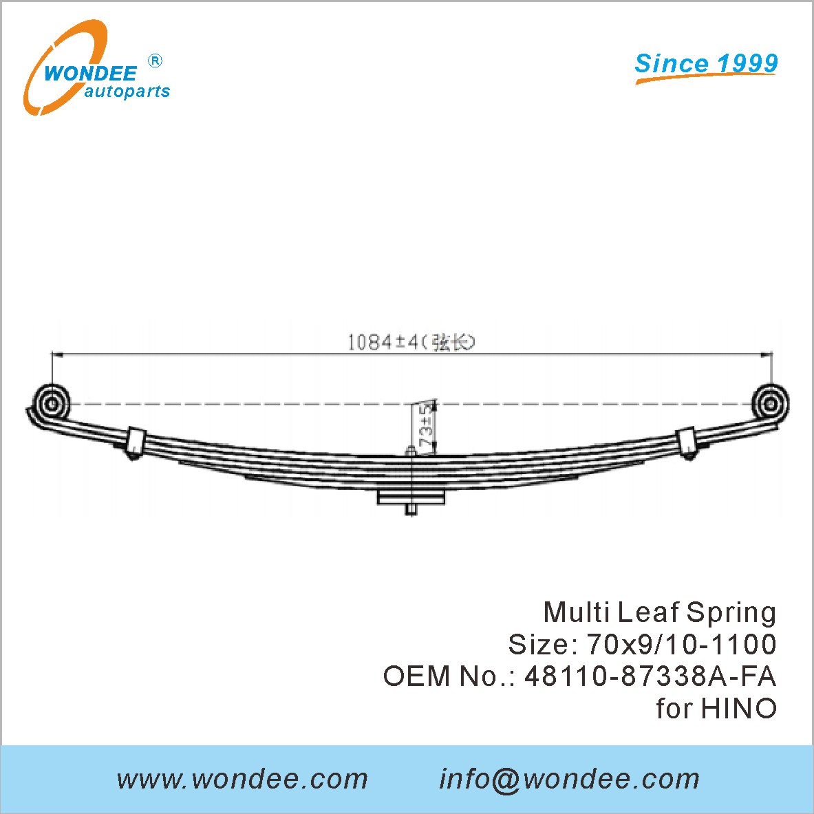 Wondee Light Duty Truck Leaf Spring OEM 48110-87338A-FA для Hino