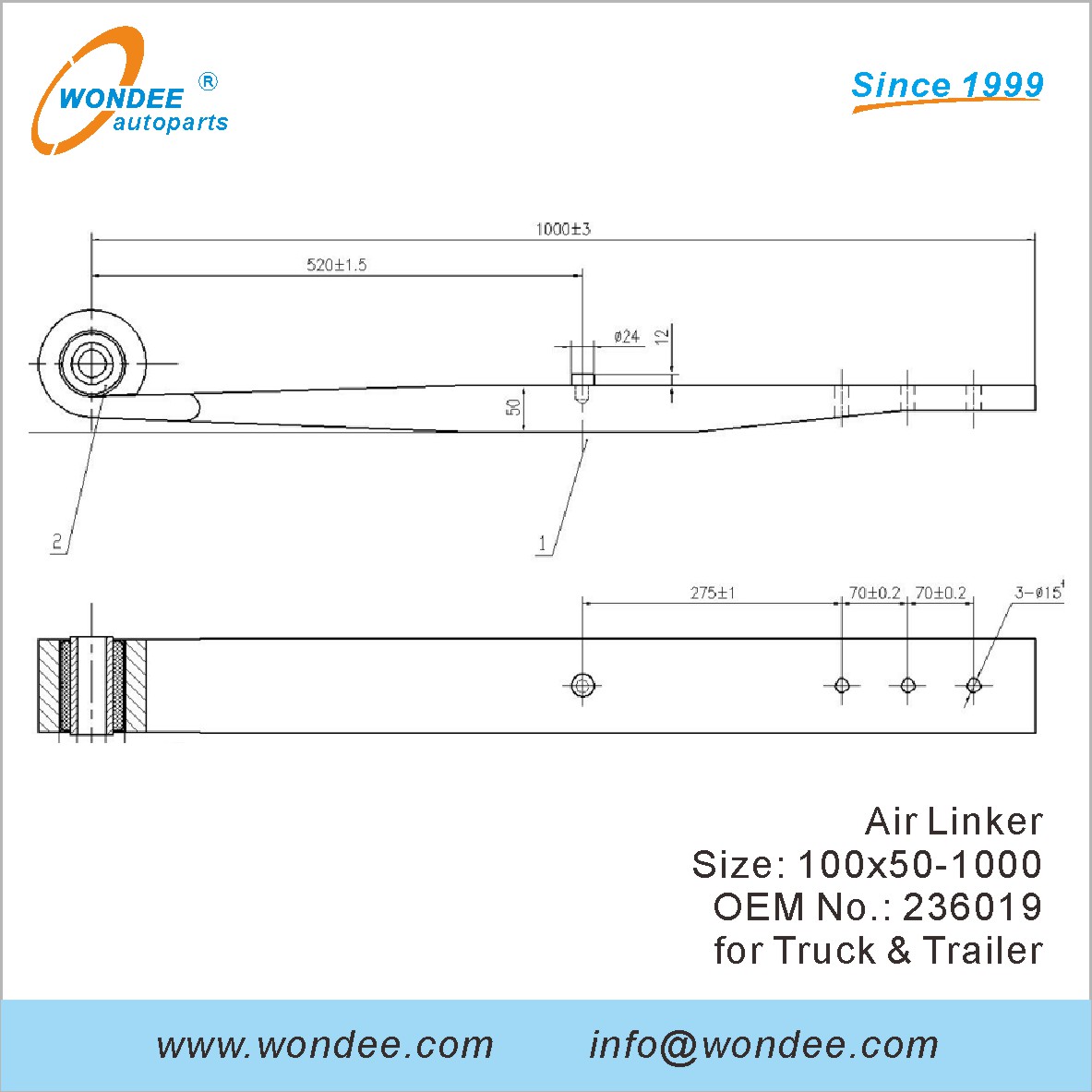 Wondee Autoparts Air Linker OEM 236019 для Truck & Trailer