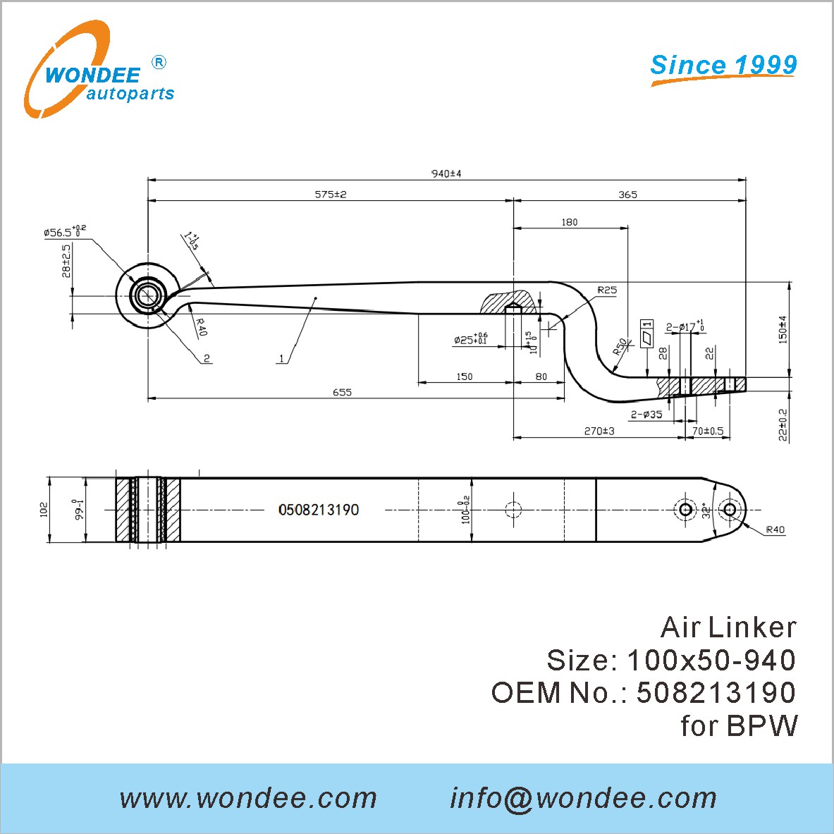 Wondee Autoparts Air Linker OEM 508213190 для BPW