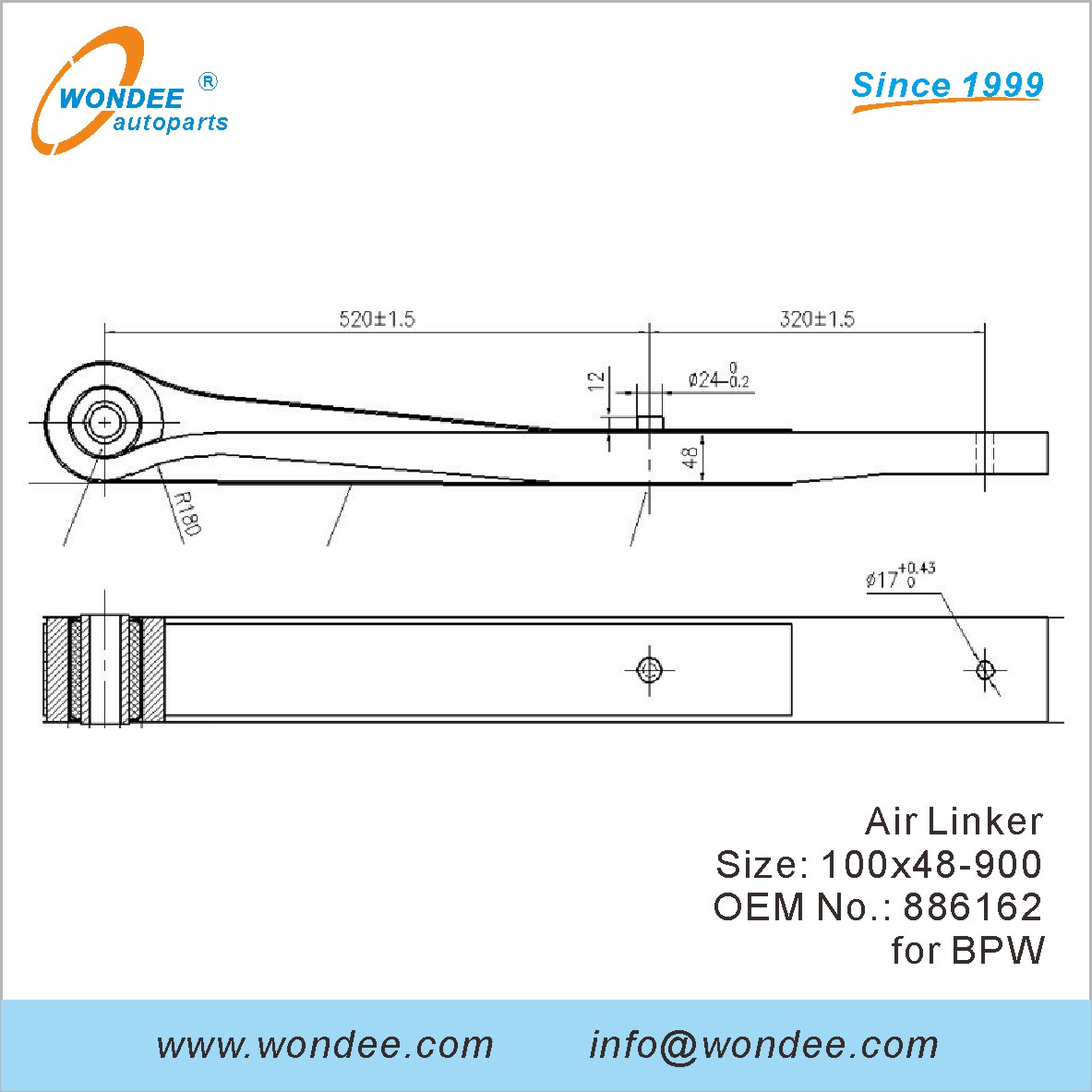 Wondee Autoparts Air Linker OEM 886162 для BPW