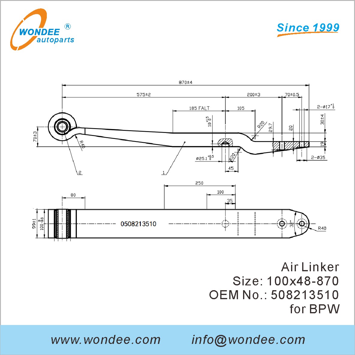 Wondee Autoparts Air Linker OEM 508213510 для BPW