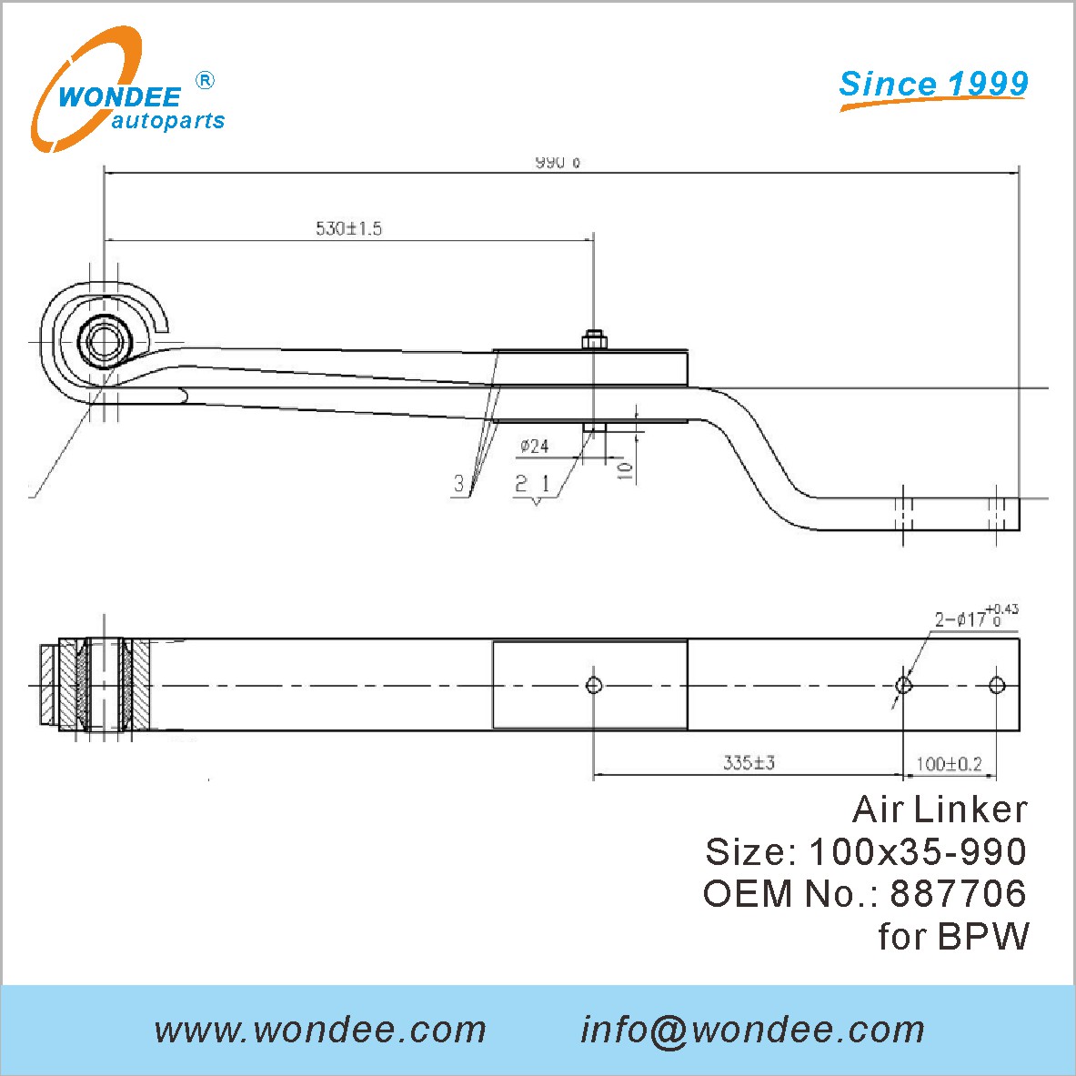 Wondee Autoparts Air Linker OEM 887706 для BPW