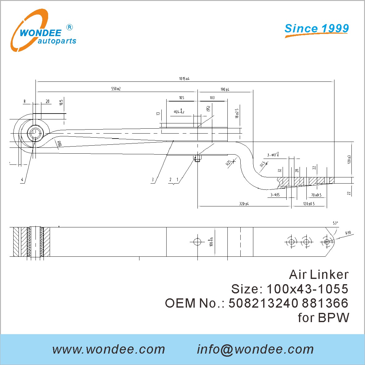 Wondee Autoparts Air Linker OEM 508213240 881366 для BPW