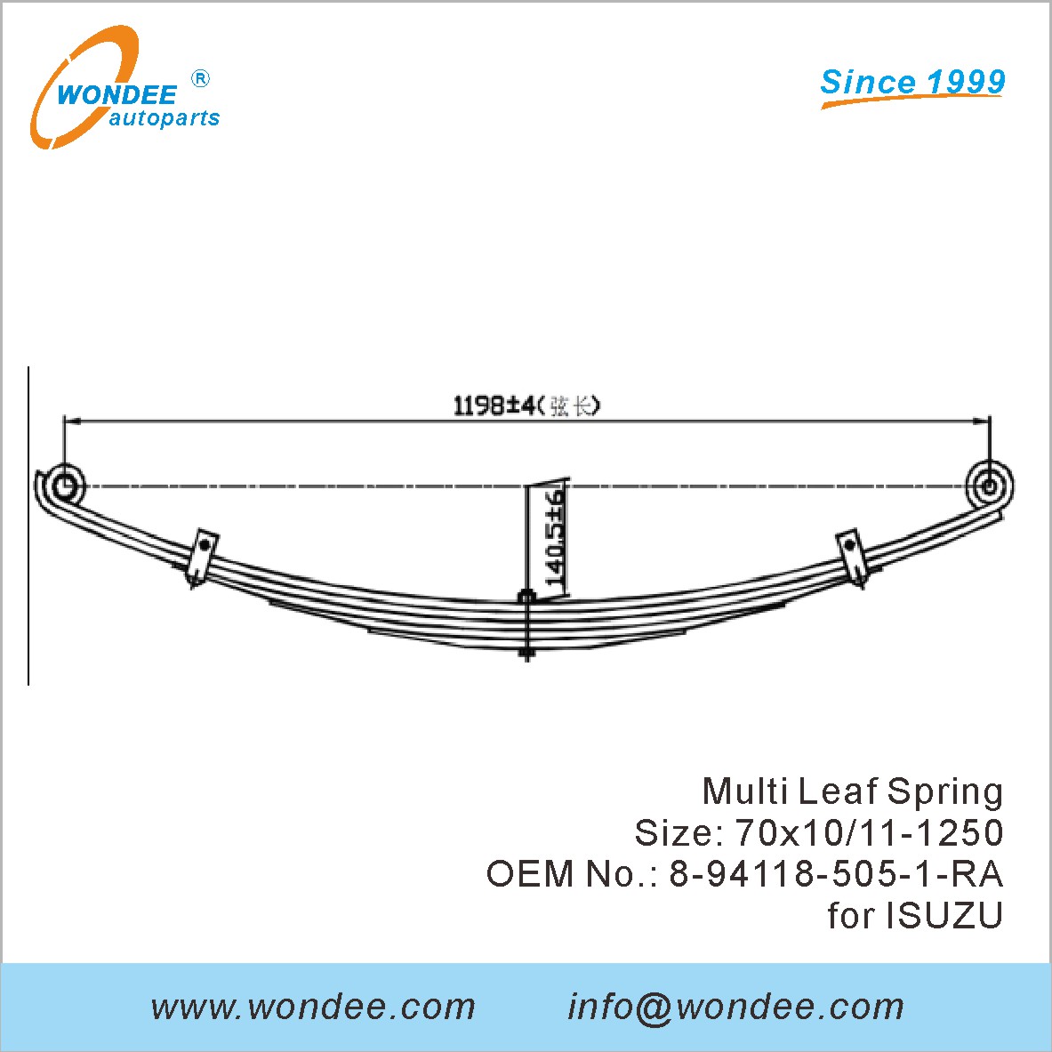 Wondee Light Duty Truck Leaf Spring OEM 8-94118-505-1-RA для Isuzu
