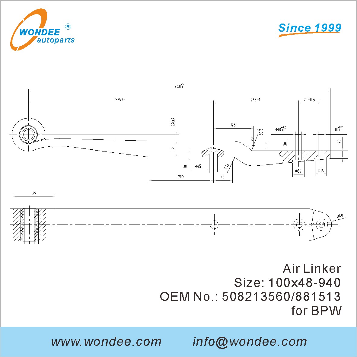 Wondee Autoparts Air Linker OEM 5082 13560881513 для BPW