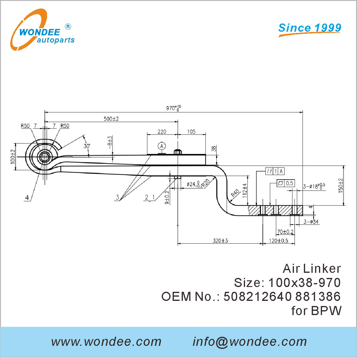 Wondee Autoparts Air Linker OEM 508212640 881386 для BPW