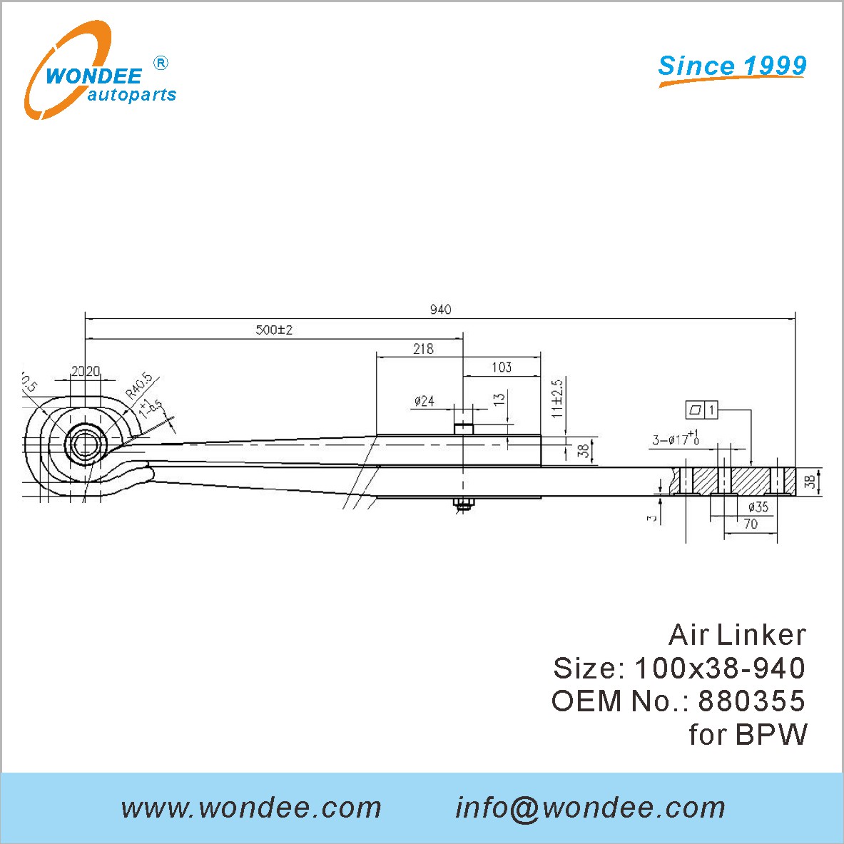 Wondee Autoparts Air Linker OEM 880355 для BPW