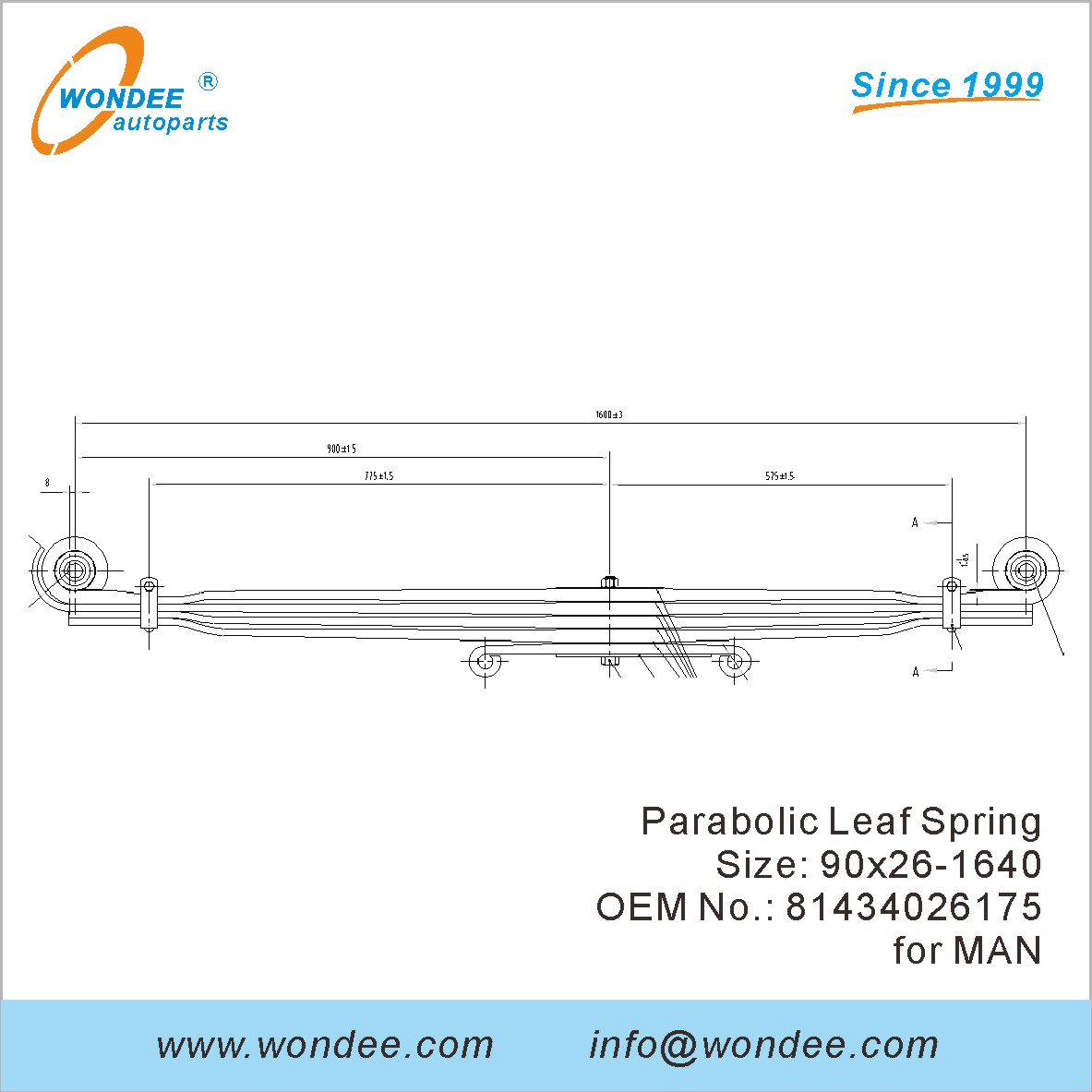 Wondee Heaby Duty Parabolic Leaf Spring OEM 81434026175 для человека