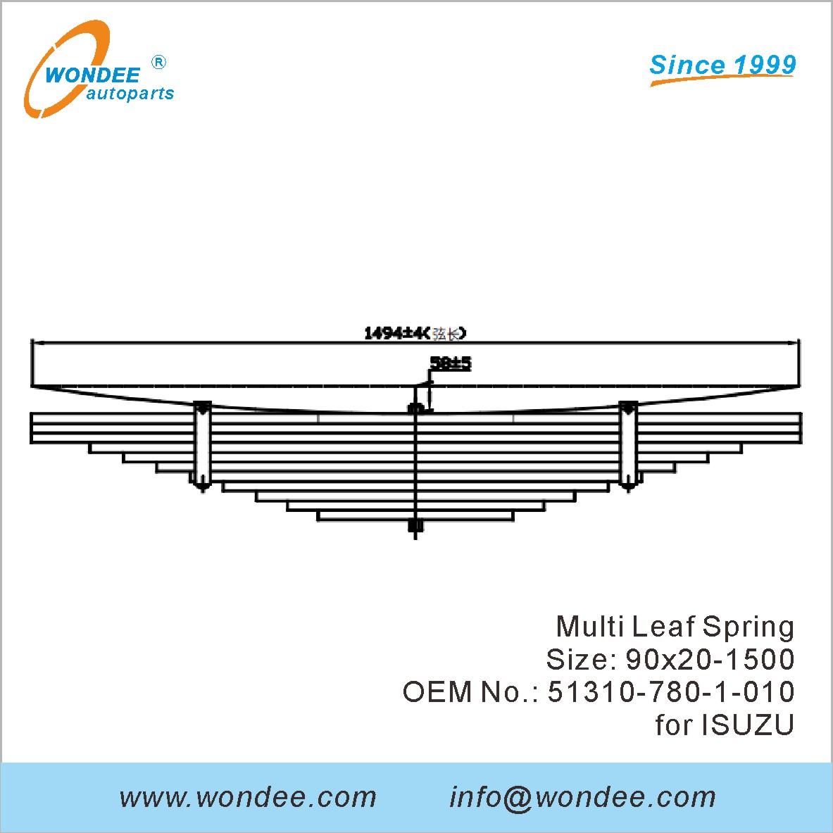 Wondee Heavy Duty Truck Leaf Spring OEM 51310-780-1-010 для Isuzu