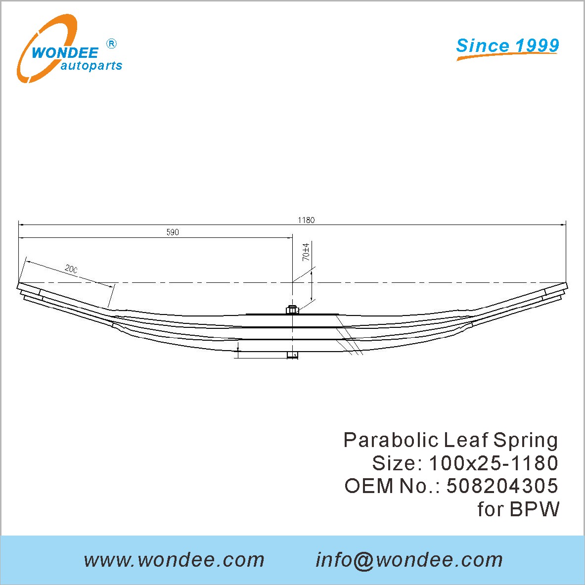 Wondee Light Duty Parabolic Leaf Spring OEM 508204305 для BPW