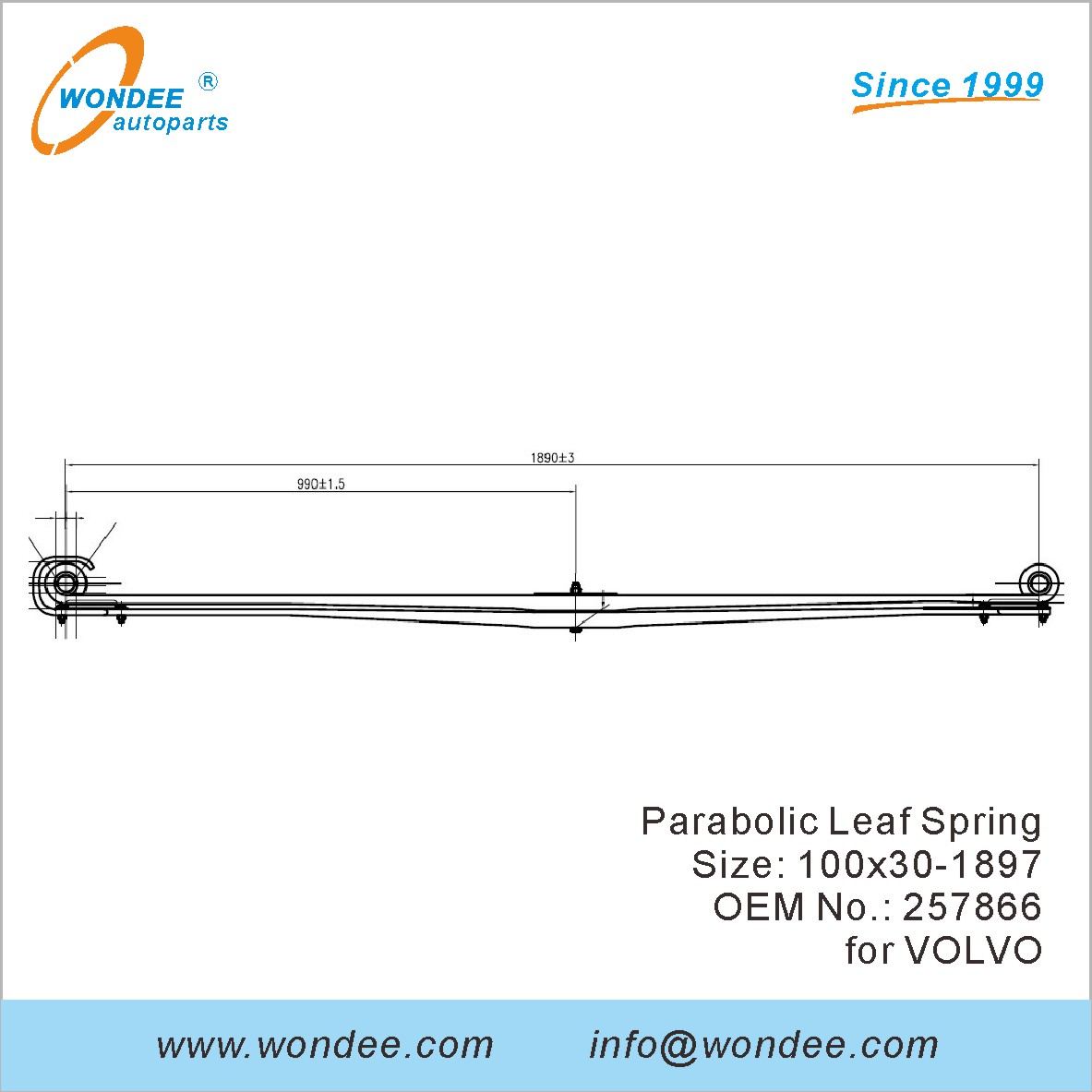 Wondee Light Duty Parabolic Leaf Spring OEM 257866 для Volvo