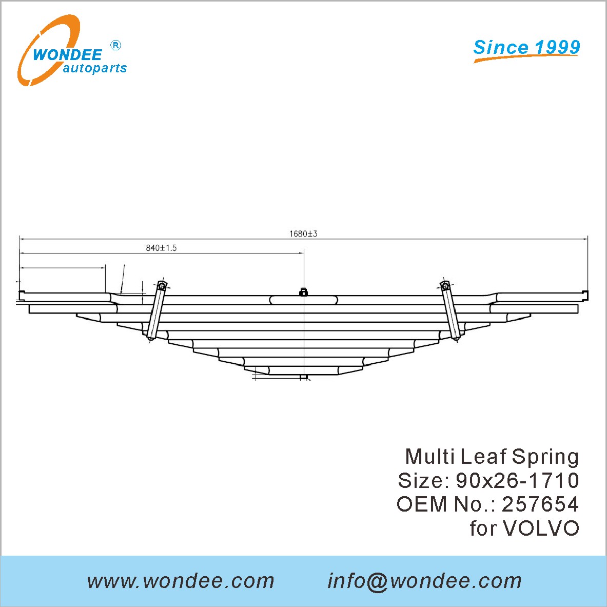 Wondee Heavy Duty Truck Leaf Spring OEM 257654 для Volvo