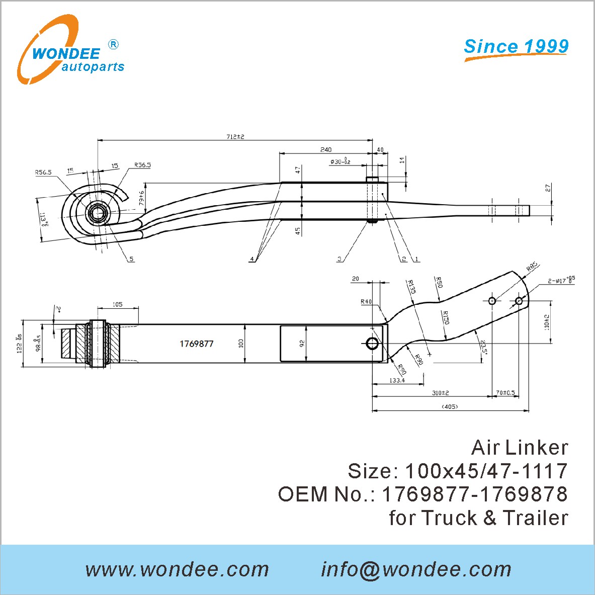 Wondee Autoparts Air Linker OEM 1769877-1769878 для Truck & Trailer
