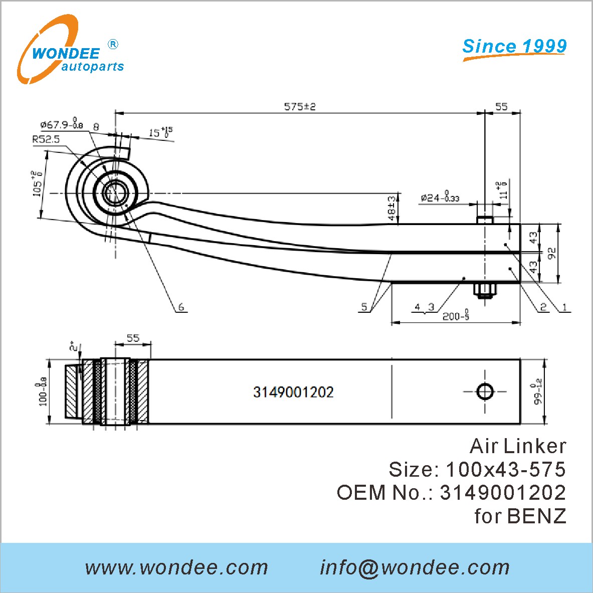 Wondee Autoparts Air Linker OEM 3149001202 для Benz