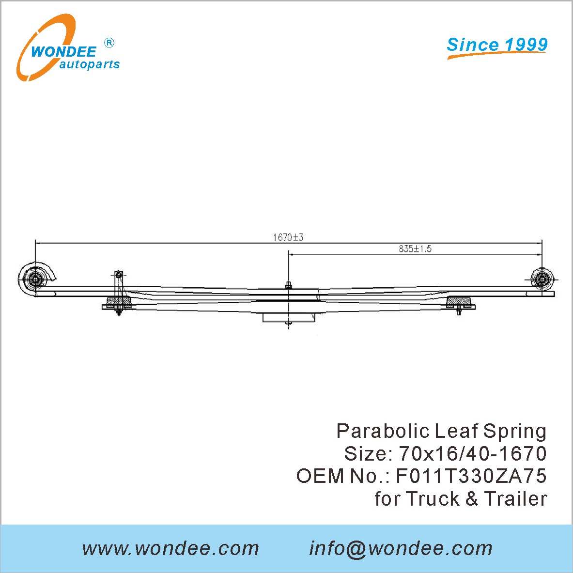 Wondee Heavy Duty Parabolic Leaf Spring OEM F011T330ZA75 для грузовиков и трейлера