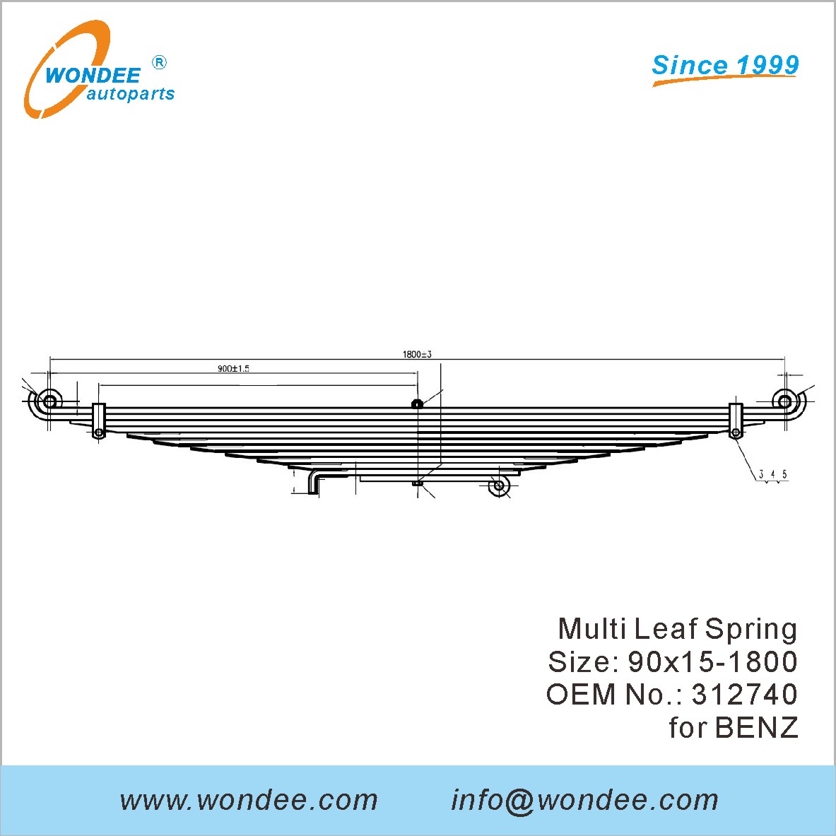 Wondee Heavy Duty Truck Leaf Spring OEM 312740 для Benz