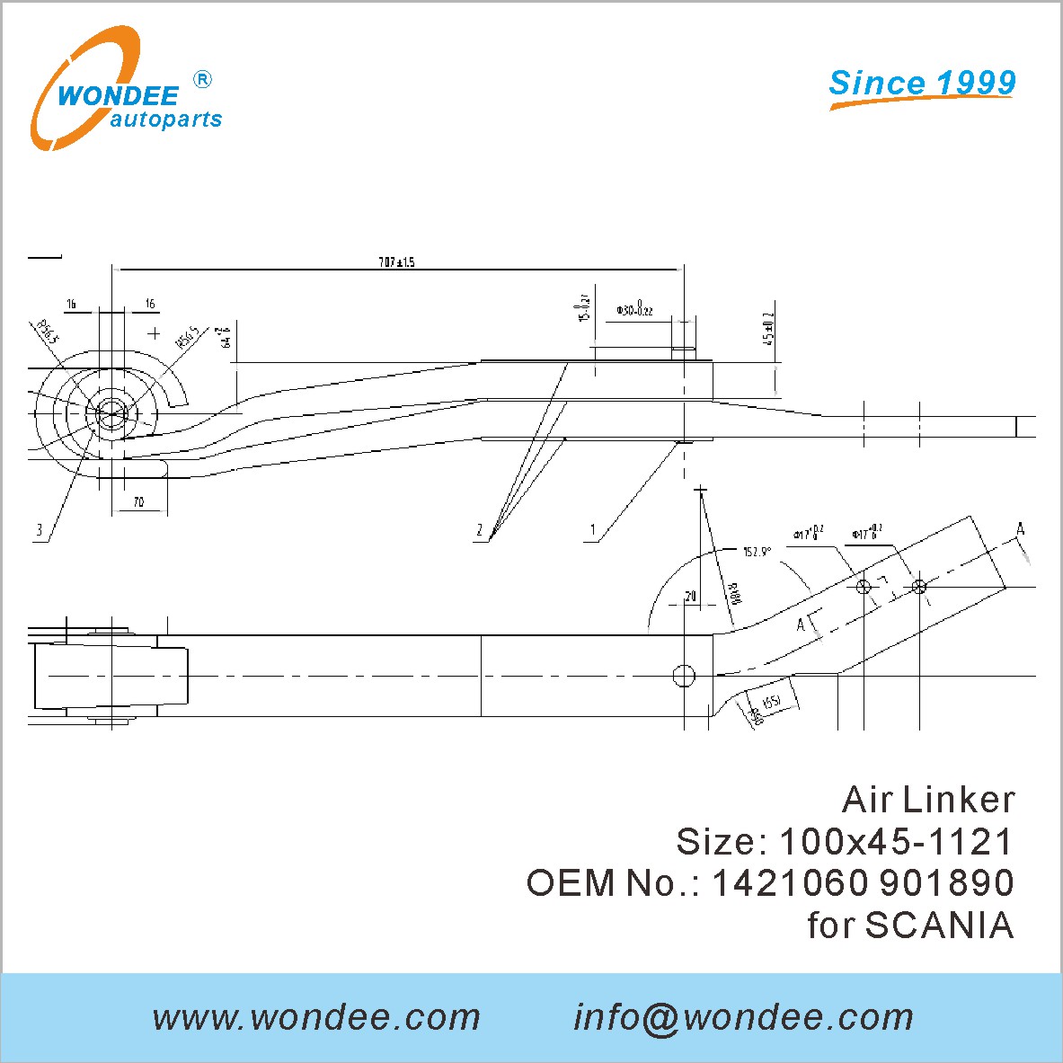 Wondee Autoparts Air Linker OEM 1421060 901890 для Scania