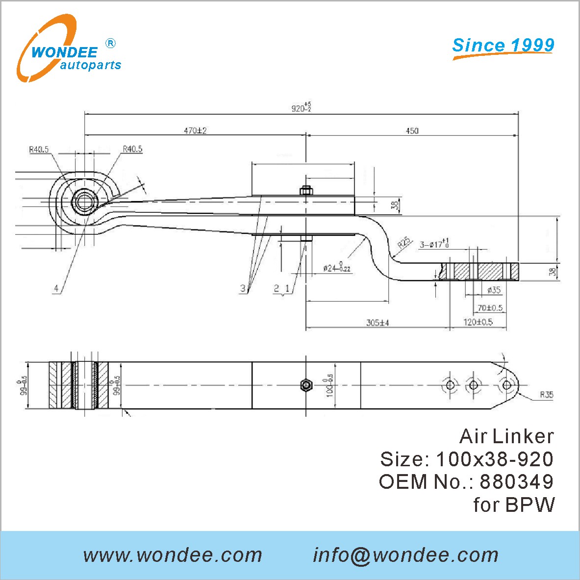 Wondee Autoparts Air Linker OEM 880349 для BPW