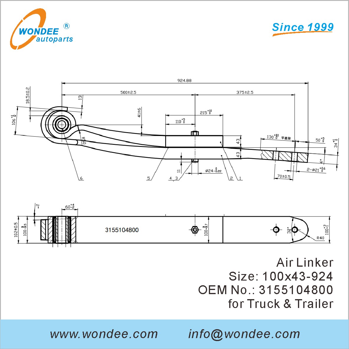 Wondee Autoparts Air Linker OEM 3155104800 для Truck & Trailer