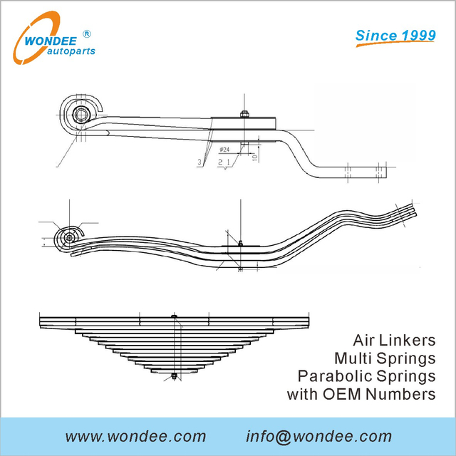 Различный тип OEM -номер Leaf Springs Air Linkers для трейлеров и грузовиков
