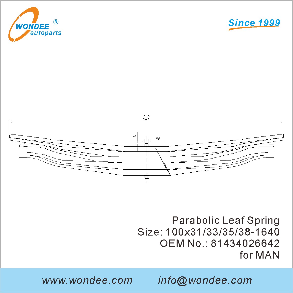 Wondee Heaby Duty Parabolic Leaf Spring OEM 81434026642 для человека