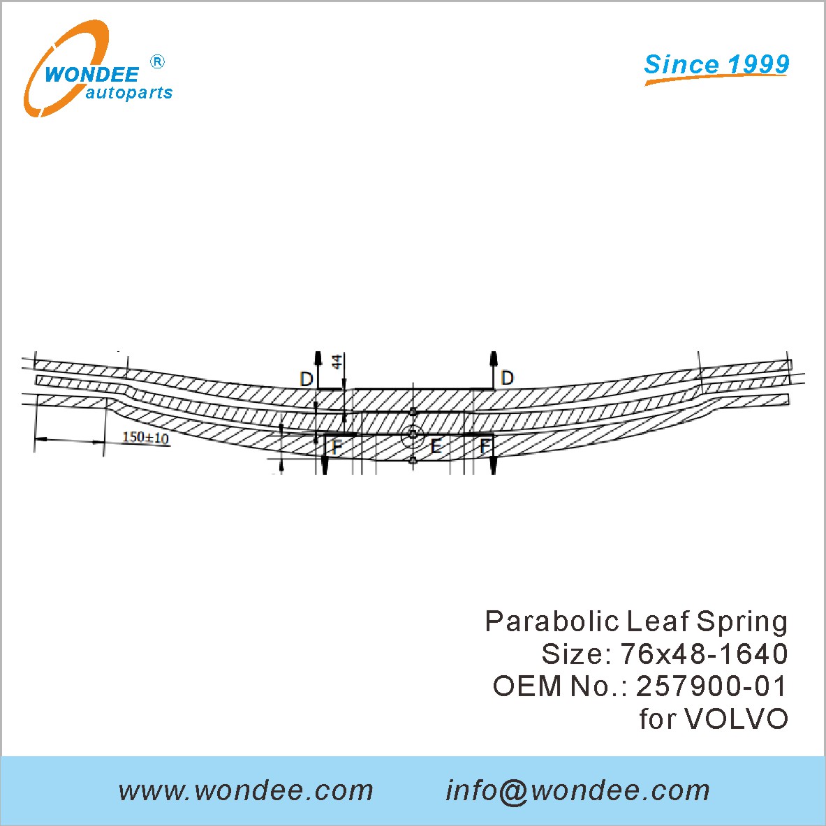 Wondee Heaby Duty Parabolic Leaf Spring OEM 257900-01 для Volvo