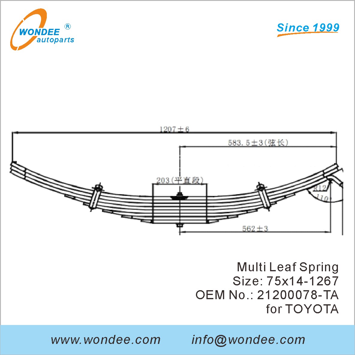 Wondee Heavy Duty Truck Leaf Spring OEM 21200078-TA для Toyota