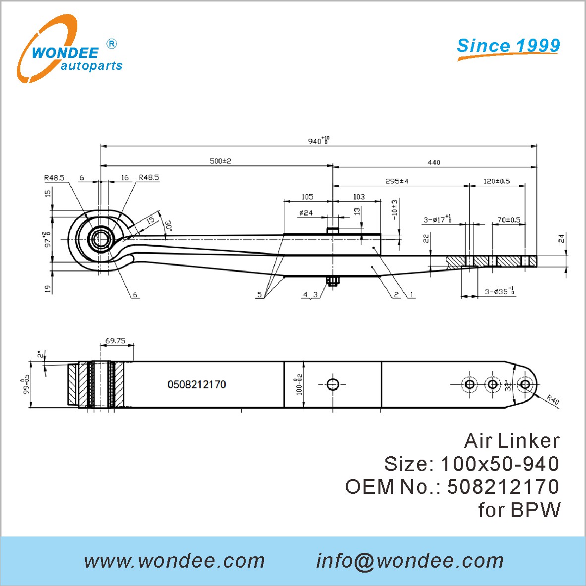 Wondee Autoparts Air Linker OEM 508212170 для BPW