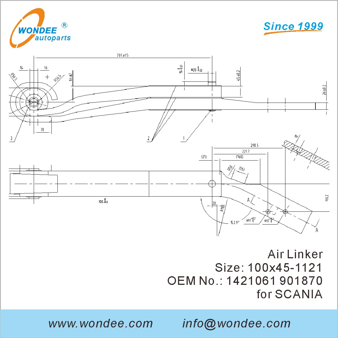 Wondee Autoparts Air Linker OEM 1421061 901870 для Scania