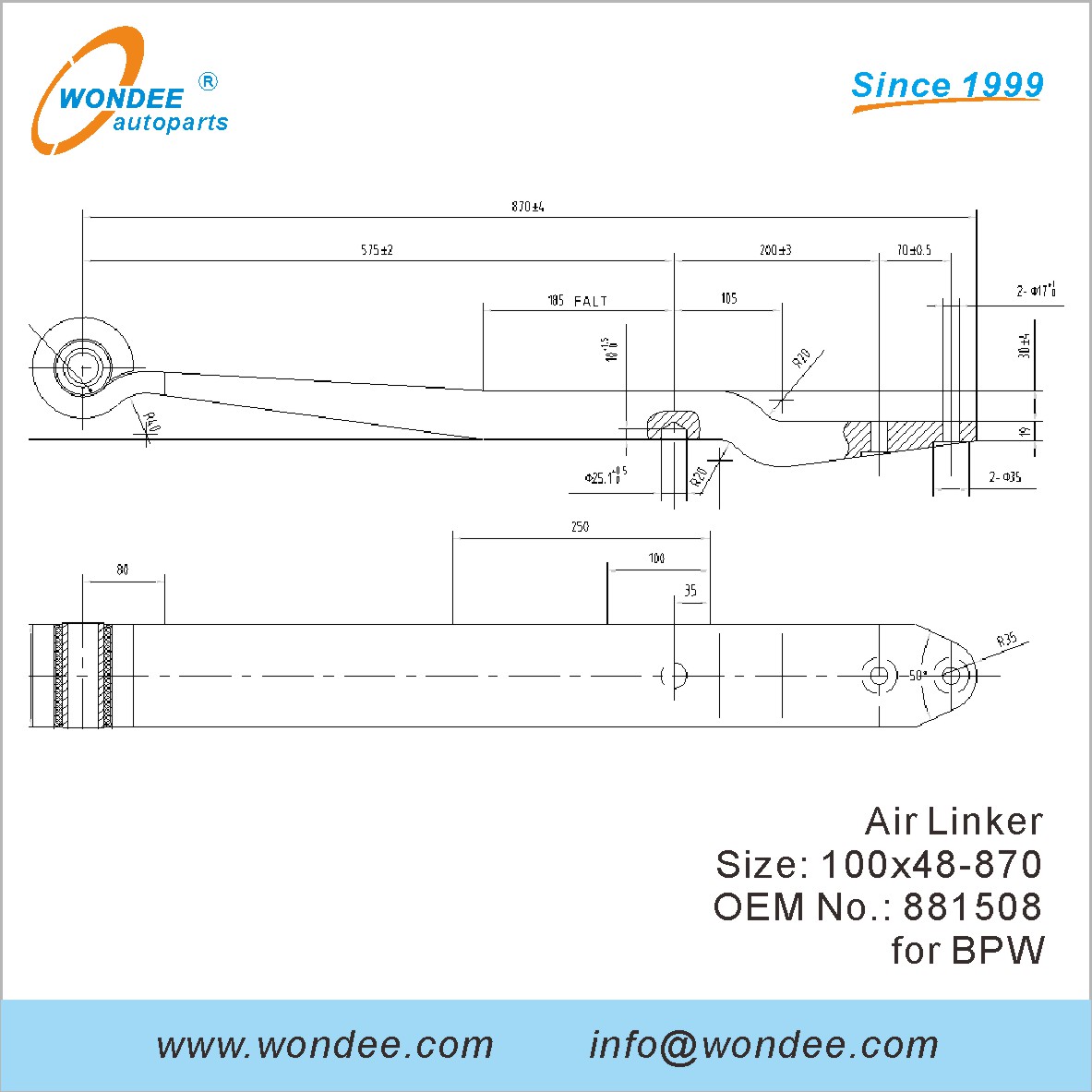 Wondee Autoparts Air Linker OEM 881508 для BPW