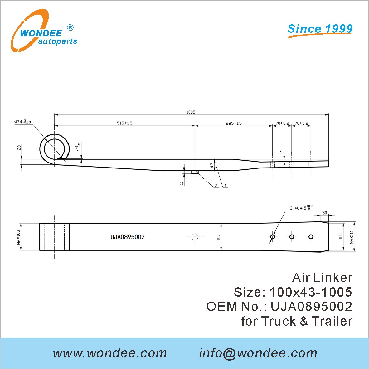 Wondee Autoparts Air Linker OEM UJA0895002 для Truck & Trailer